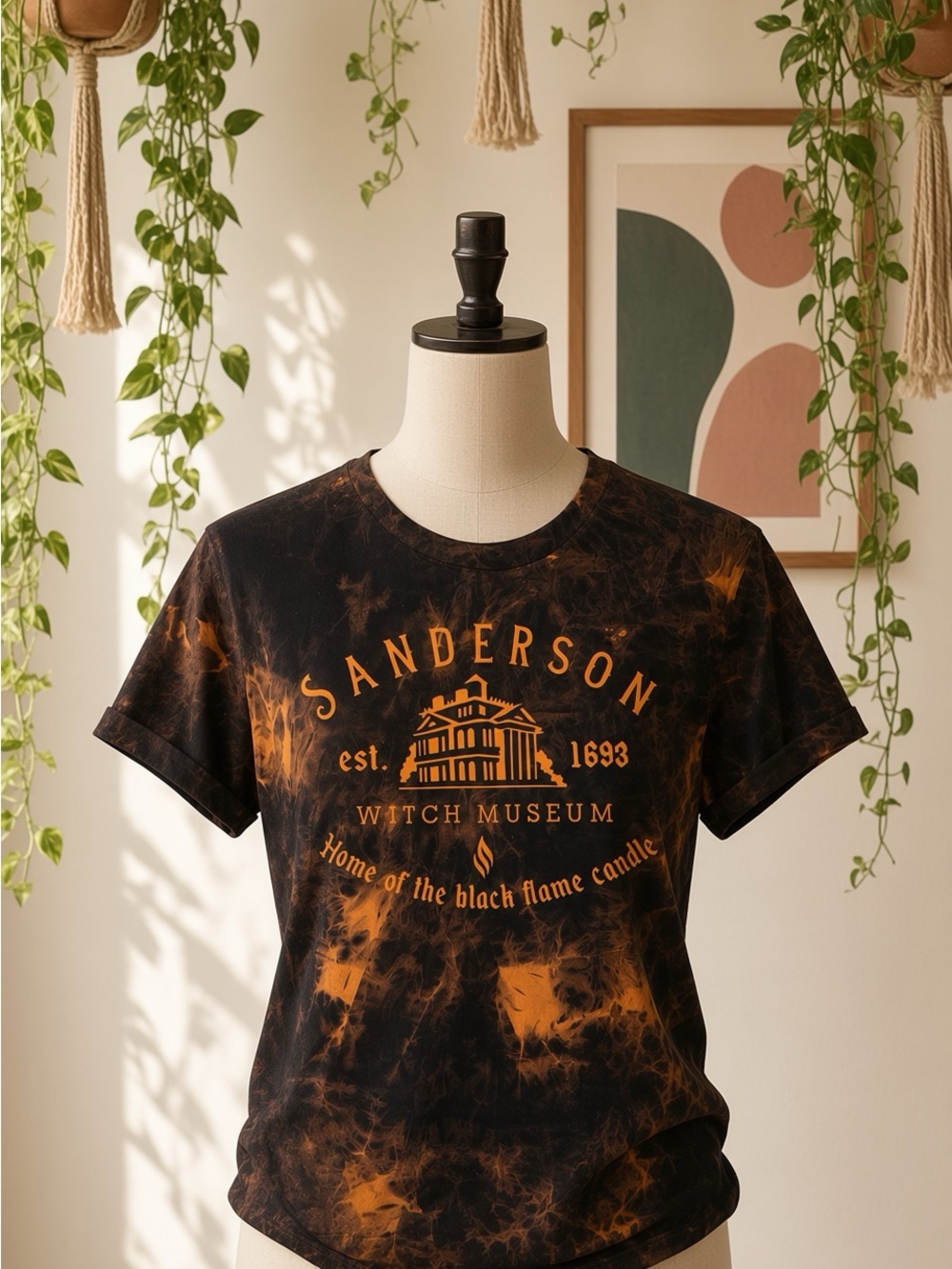 Witch Museum Tie-Dye Graphic Tee - Black & Orange HOCUS POCUS NEW